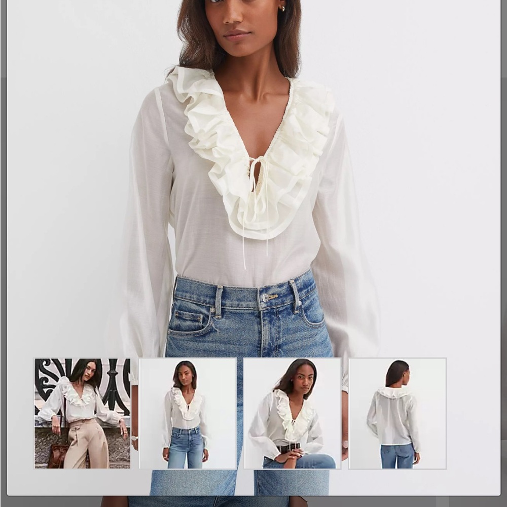 Loft | White Ruffle Blouse | NWT - Picture 2 of 3